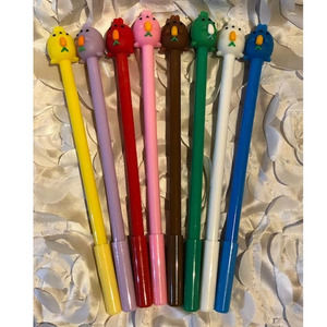 Bunny with Carrot #1 Black Gel Roller Ball Ink Pen 8 pc Set (0.5mm tip) + Pouch